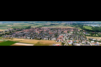 Panorama city view from the east in Offenbach an der Queich in the state Rhineland-Palatinate, Germany