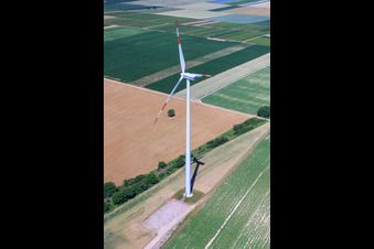 Aerial photograpy of Wind turbines in Offenbach an der Queich in the state Rhineland-Palatinate, Germany