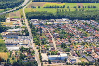 Aerial photograpy of Settlement from the north in Kandel in the state Rhineland-Palatinate, Germany