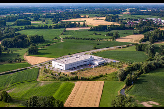 Aerial view of ADA Cosmetics International GmbH in the district Bodersweier in Kehl in the state Baden-Wuerttemberg, Germany