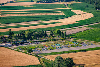 Garden Times Black in the district Bodersweier in Kehl in the state Baden-Wuerttemberg, Germany seen from a drone