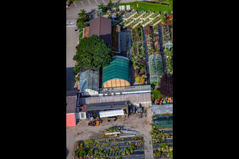 Garden Times Black in the district Bodersweier in Kehl in the state Baden-Wuerttemberg, Germany seen from above