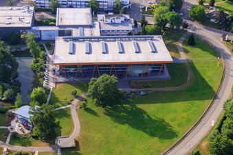 Aerial view of World of Living by Weber-Haus in the district Linx in Rheinau in the state Baden-Wuerttemberg, Germany