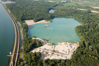 Gravel works in the district Diersheim in Rheinau in the state Baden-Wuerttemberg, Germany