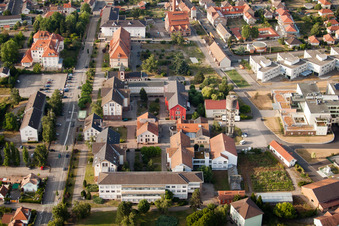 Bischwiller in the state Bas-Rhin, France from the drone perspective