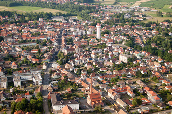 Bischwiller in the state Bas-Rhin, France from a drone