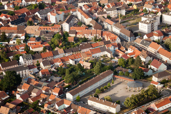 Aerial view of Bischwiller in the state Bas-Rhin, France