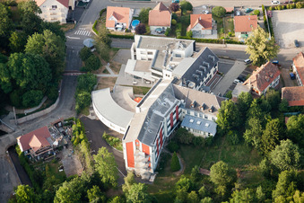 Bischwiller in the state Bas-Rhin, France seen from a drone