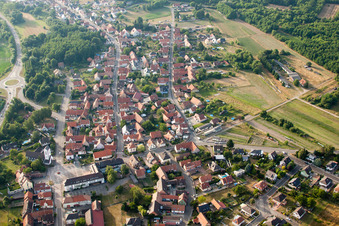Oberhoffen-sur-Moder in the state Bas-Rhin, France seen from above