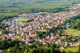 Oblique view of Village view in Schirrhein in the state Bas-Rhin, France