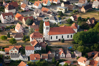 Schirrhein in the state Bas-Rhin, France viewn from the air