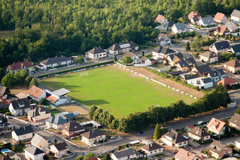 Aerial view of Schirrhoffen in Schirrhein in the state Bas-Rhin, France