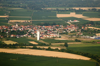 Aerial view of Roeschwoog from the west in Rœschwoog in the state Bas-Rhin, France