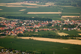 Aerial photograpy of Roeschwoog from the west in Rœschwoog in the state Bas-Rhin, France