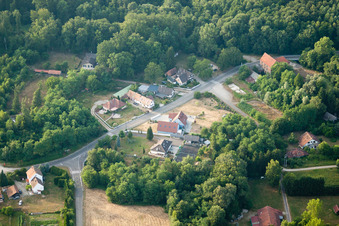 Aerial view of Koenigsbruck in Leutenheim in the state Bas-Rhin, France