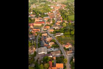 Aerial view of Street - road guidance of Hauptstrasse in Wintzenbach in Grand Est, France
