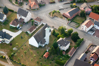 Scheibenhardt in Scheibenhard in the state Bas-Rhin, France from the drone perspective