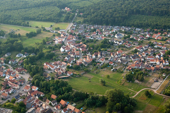Scheibenhardt in Scheibenhard in the state Bas-Rhin, France seen from a drone