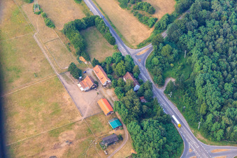 Aerial photograpy of Former Langenberg Forester's House in Wörth am Rhein in the state Rhineland-Palatinate, Germany