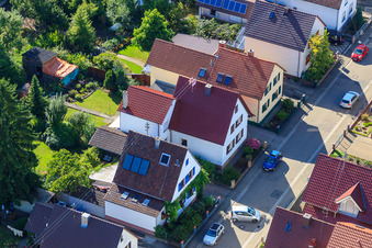 Bird's eye view of Waldstr in Kandel in the state Rhineland-Palatinate, Germany