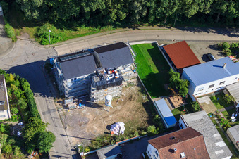 Aerial view of Waldstraße, new building of the social-therapeutic chain Südpfalz in Kandel in the state Rhineland-Palatinate, Germany