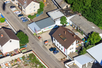 Aerial view of Elsässer Straße, Schuh-Walber in Kandel in the state Rhineland-Palatinate, Germany