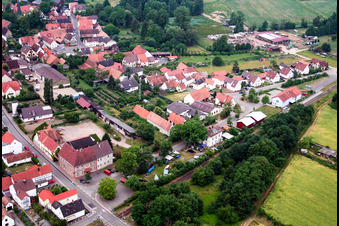 Aerial photograpy of Bahnhofstr in Barbelroth in the state Rhineland-Palatinate, Germany