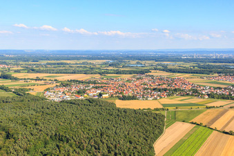 Aerial photograpy of View of the town from the west in Rheinzabern in the state Rhineland-Palatinate, Germany