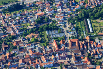 Aerial view of Neue Landstr in Rülzheim in the state Rhineland-Palatinate, Germany