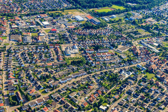 Aerial view of Mauritiusstr in Rülzheim in the state Rhineland-Palatinate, Germany