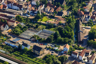 Aerial view of Greenhouses on Lindenstr in Rülzheim in the state Rhineland-Palatinate, Germany