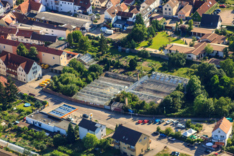 Oblique view of Greenhouses on Lindenstr in Rülzheim in the state Rhineland-Palatinate, Germany
