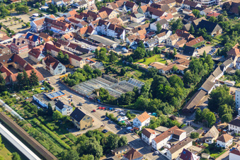 Aerial view of Rülzheim in the state Rhineland-Palatinate, Germany