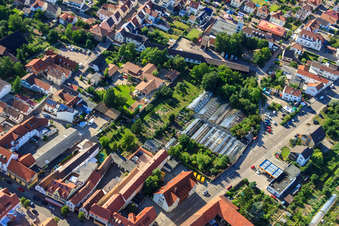 Aerial view of Greenhouses on Lindenstr in Rülzheim in the state Rhineland-Palatinate, Germany