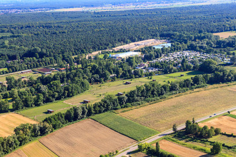 Camping at the Mhou ostrich farm in Rülzheim in the state Rhineland-Palatinate, Germany