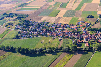 Aerial view of Village view from the south in Herxheimweyher in the state Rhineland-Palatinate, Germany