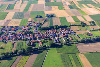 Aerial photograpy of Village view from the south in Herxheimweyher in the state Rhineland-Palatinate, Germany
