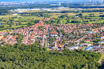 Aerial view of Buchstraße from the north in Jockgrim in the state Rhineland-Palatinate, Germany
