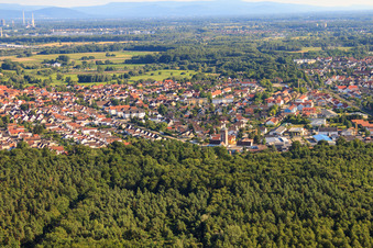 Aerial view of City view from the north in Jockgrim in the state Rhineland-Palatinate, Germany