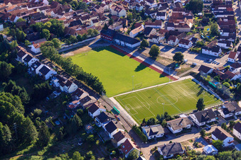 Aerial photograpy of TSG football pitch in Jockgrim in the state Rhineland-Palatinate, Germany