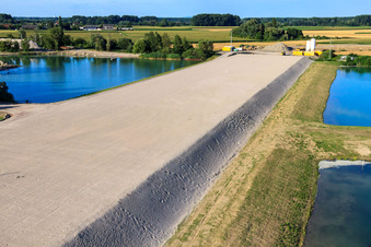 Construction site for the polder at Neupotz in Neupotz in the state Rhineland-Palatinate, Germany out of the air