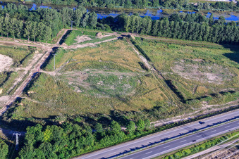 Dismantled tank farm Jockgrim on the B9 in Jockgrim in the state Rhineland-Palatinate, Germany from above