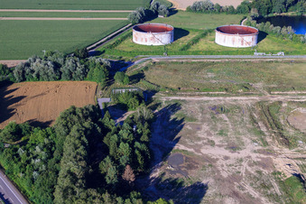 Dismantled tank farm Jockgrim on the B9 in Jockgrim in the state Rhineland-Palatinate, Germany seen from above