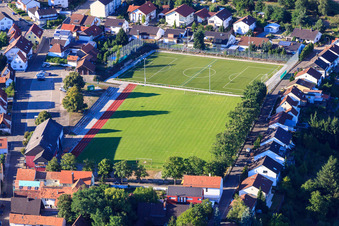 TSG football pitch in Jockgrim in the state Rhineland-Palatinate, Germany from above