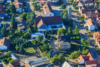 Town Hall, Catholic Church of St. George in Jockgrim in the state Rhineland-Palatinate, Germany
