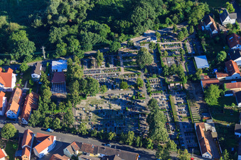 Aerial view of Cemetery in Jockgrim in the state Rhineland-Palatinate, Germany