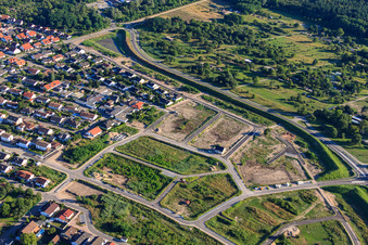 Aerial photograpy of Vogelring in the new development area SW in Jockgrim in the state Rhineland-Palatinate, Germany