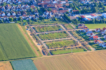 Aerial view of Brotäcker new development area in Steinweiler in the state Rhineland-Palatinate, Germany