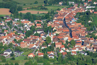 Main street from the east in Göcklingen in the state Rhineland-Palatinate, Germany