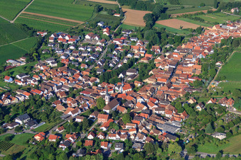 Village view from the northeast in Göcklingen in the state Rhineland-Palatinate, Germany